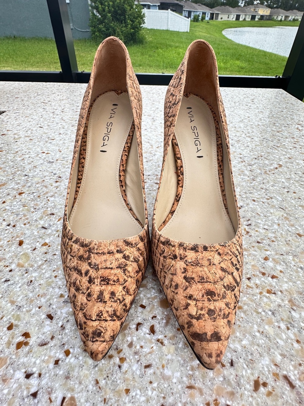 Via Spiga Women's Carola Dress Pumps Leather Natural Sz 8